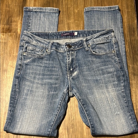 Vigoss Blue Boot Cut Jeans with Vintage-Inspired Fading . Sz 7 - Picture 2 of 12